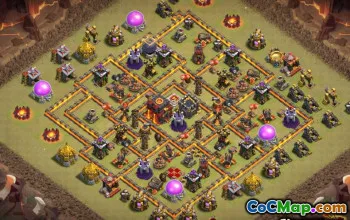 COC市政厅10基本布局：战争，奖杯和家庭地图＃10596