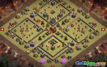 COC市政厅10基本布局：战争，奖杯和家庭地图＃11103