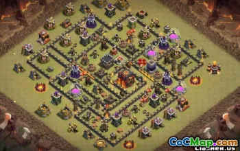 COC市政厅10基本布局：战争，奖杯和家庭地图＃11158