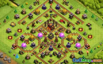 COC市政厅10基本布局：战争，奖杯和家庭地图＃11856