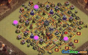 COC市政厅10基本布局：战争，奖杯和家庭地图＃9680