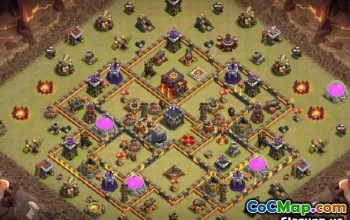 COC市政厅10基本布局：战争，奖杯和家居地图＃9836