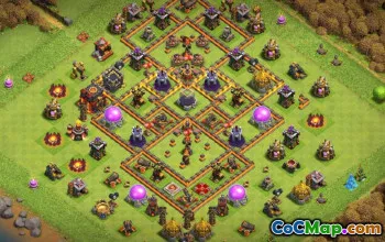COC Town Hall 10 მეურნეობის ბაზის განლაგება და რუქები #14690