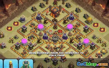 COC市政厅10布局：家庭，战争和基本地图＃13513