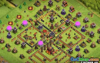 COC市政厅10布局：家庭，战争与奖杯基地＃9631