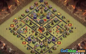 COC市政厅10布局：战争，奖杯和家庭基础地图＃11197