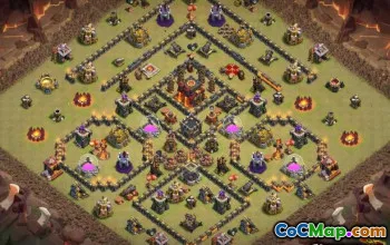 COC市政厅10布局：战争，奖杯和混合基础地图＃10921
