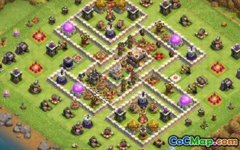 Municipio COC 11 Layout di base: mappe agricole, di guerra e trofei #14446