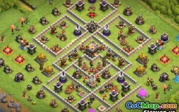 Rozložení základny COC Radnice 11: Domácí, válečné a trofejní mapy #13495