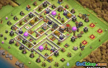 COC市政厅11基础布局：家庭，战争与奖杯地图＃14275