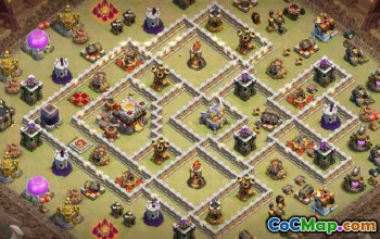 COC市政厅11基础布局：家庭，战争与奖杯地图＃15573