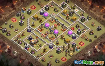 Layouts e mapas da prefeitura de CoC 11 para casa e guerra #13865