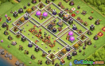 Layouts e mapas da prefeitura de CoC 11 para casa e guerra #13972