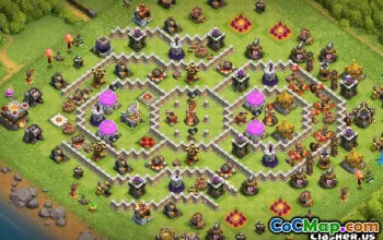 Layouts de base da prefeitura de CoC 11: mapas para guerra, agricultura e híbrido #13450