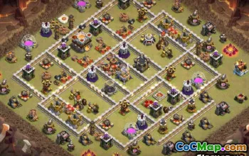Layouts de base da prefeitura de CoC 11: mapas de guerra e vila doméstica #14405
