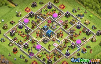 Municipio COC 12 Layout di base: mappe agricole e trofei #13350