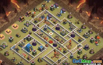 Hôtel de ville de COC 12 Mis de base: Cartes à domicile et à la guerre # 13383