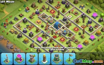 COC市政厅12基本布局：家庭，战争与奖杯地图＃10031