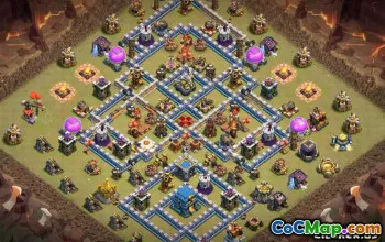 COC市政厅12基础布局：家庭，战争与奖杯地图＃10233