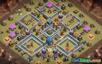 COC市政厅12基础布局：家庭，战争与奖杯地图＃10302