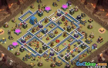 COC市政厅12基础布局：家庭，战争与奖杯地图＃10739