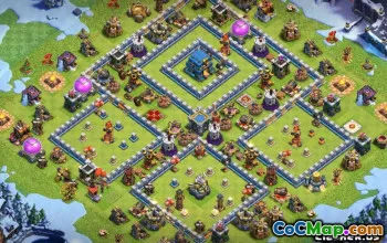 COC市政厅12基本布局：家庭，战争与奖杯地图＃11354