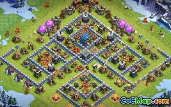COC市政厅12基础布局：家庭，战争，奖杯地图＃11356