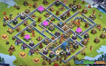 COC市政厅12基本布局：家庭，战争与奖杯地图＃11608