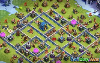 COC市政厅12基本布局：家庭，战争与奖杯地图＃11831