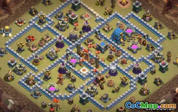 COC TOWN HALL 12 تخطيط قاعدة: المنزل ، خرائط الحرب والكأس #13215
