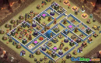 COC市政厅12基本布局：家庭，战争与奖杯地图＃9754