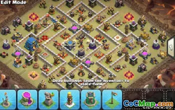 COC市政厅12基本布局：家庭，战争与奖杯地图＃9763