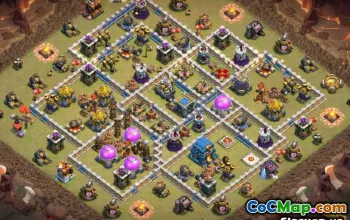 Coc Town Hall 12 기본 레이아웃 및지도 | 복사 및 사용자 정의 #13171
