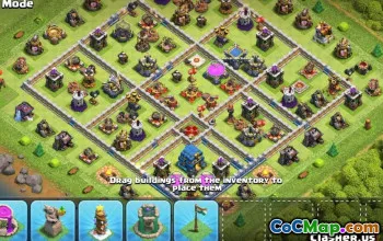 Coc Town Hall 12 기본 레이아웃 및지도 - 지금 복사하십시오! #13097