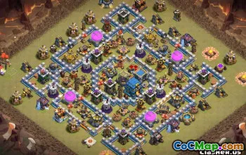 COC市政厅12基本布局：战争，奖杯和农业地图＃10298