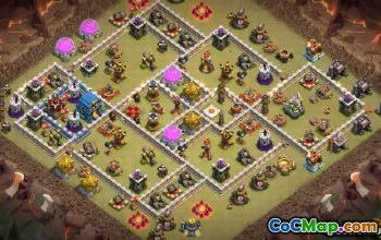 Coc Town Hall 12 기본 레이아웃 : 전쟁, 트로피 및 홈 맵 #13176