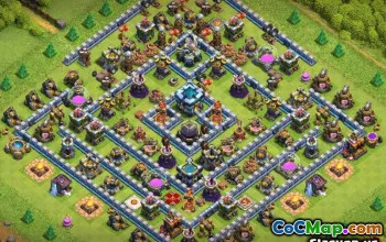 Coc Town Hall 13 기본 레이아웃 및지도 - 지금 복사하십시오! #13552