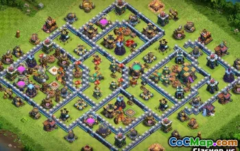 COC Town Hall 14 ბაზის განლაგება: მეურნეობა და ტროფე რუკები #13125