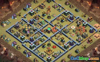 Coc Town Hall 14 Tata Letak Pangkalan: Rumah, Perang, Peta Trofi #12951