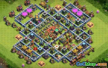 Coc Town Hall 14 Baseoppsett: Hybrid & Farming Maps #13628
