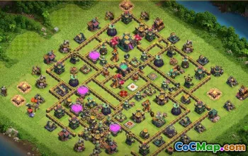 CoC Town Hall 14: التخطيطات والخرائط الأساسية للمنزل والحرب #16583