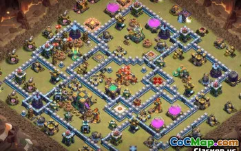 COC Town Hall 14 ბაზის განლაგება და რუქები ომის და სახლის სოფლის #13002