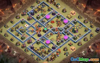 COC Town Hall 14 ბაზის განლაგება და რუქები - საწყისი და ომის ბაზა #12989