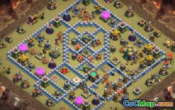 COC Town Hall 14 ბაზის განლაგება და რუქები - ომი და მთავარი სოფელი #12865