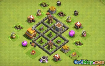 CoC Town Hall 4 Base Layouts: Home & War Maps #13562