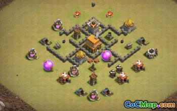 CoC Town Hall 4 Base Layouts: Home, War, Trophy & Hybrid #17422
