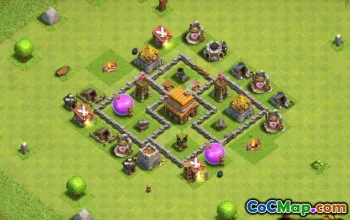 COC टाउन हॉल 4 बेस लेआउट: होम, वॉर एंड ट्रॉफी मैप्स #14041