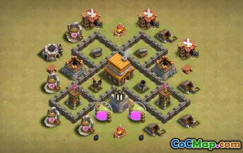 COC टाउन हॉल 4 बेस लेआउट: होम, वॉर, ट्रॉफी मैप्स #15571