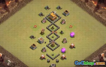 COC市政厅4基本布局：混合，战争与进度地图＃13541