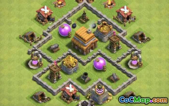 सीओसी टाउन हॉल 4 बेस लेआउट: युद्ध, ट्रॉफी और खेती के नक्शे #15966